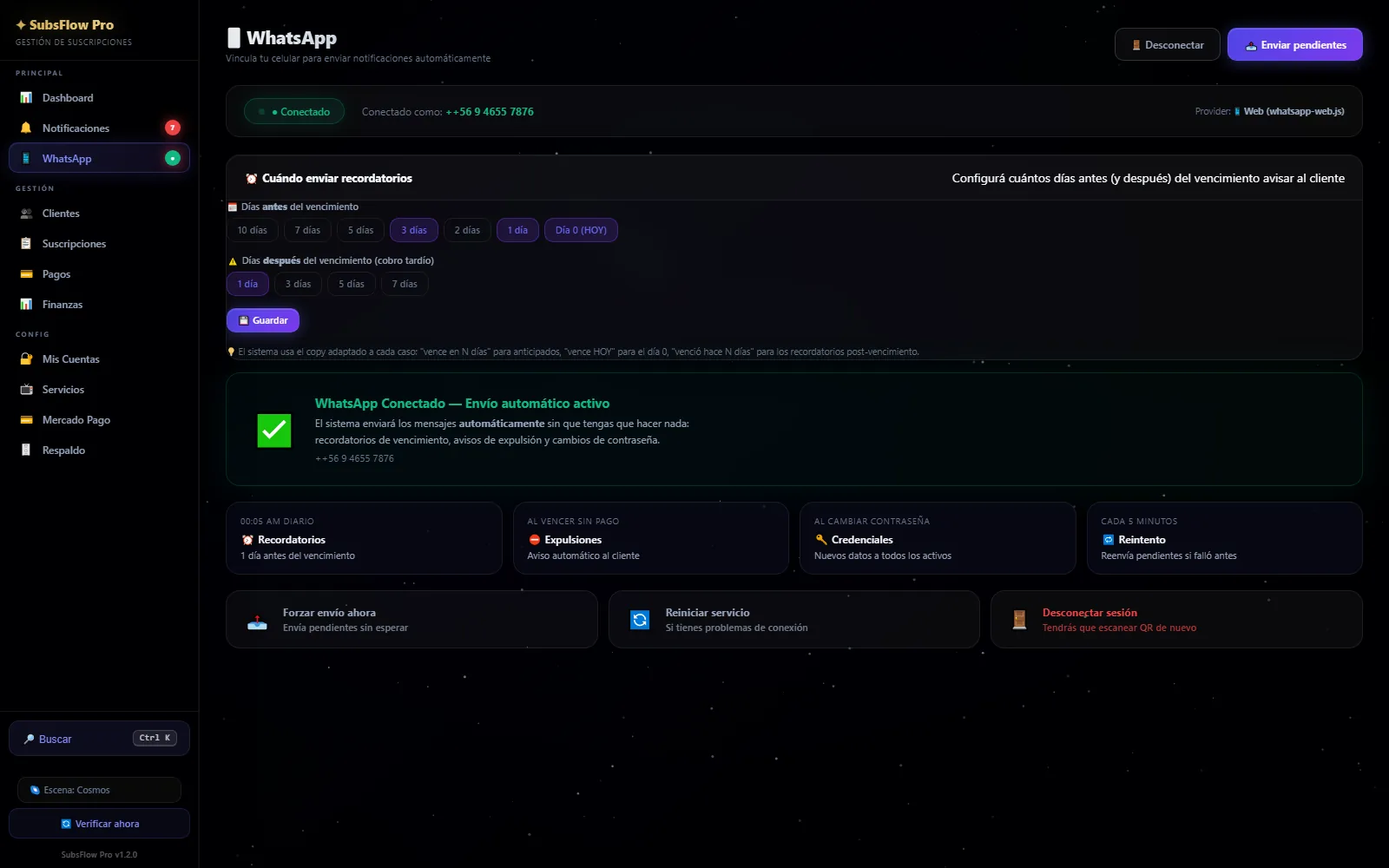 Recordatorios que se envían solos.